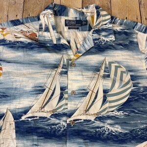 Vintage Polo Ralph Lauren Hawaiian Shirt XL Sailboats